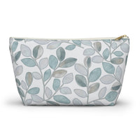 Cherry Plum Leaves Accessory Pouch w T-bottom in Aqua